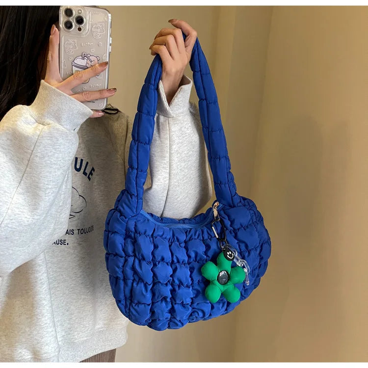 Korean Style Women's Shoulder Bag Cute Bubble Dumpling Foldable Cloud Bag Casual Fashion  bags for women luxury designer