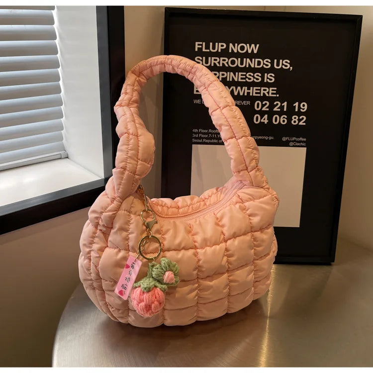 Korean Style Women's Shoulder Bag Cute Bubble Dumpling Foldable Cloud Bag Casual Fashion  bags for women luxury designer