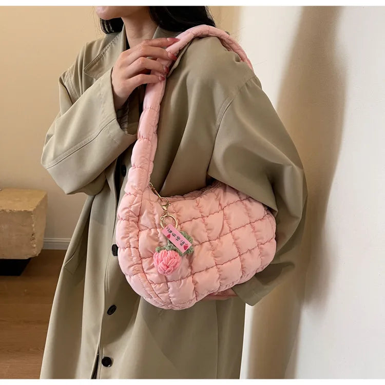 Korean Style Women's Shoulder Bag Cute Bubble Dumpling Foldable Cloud Bag Casual Fashion  bags for women luxury designer
