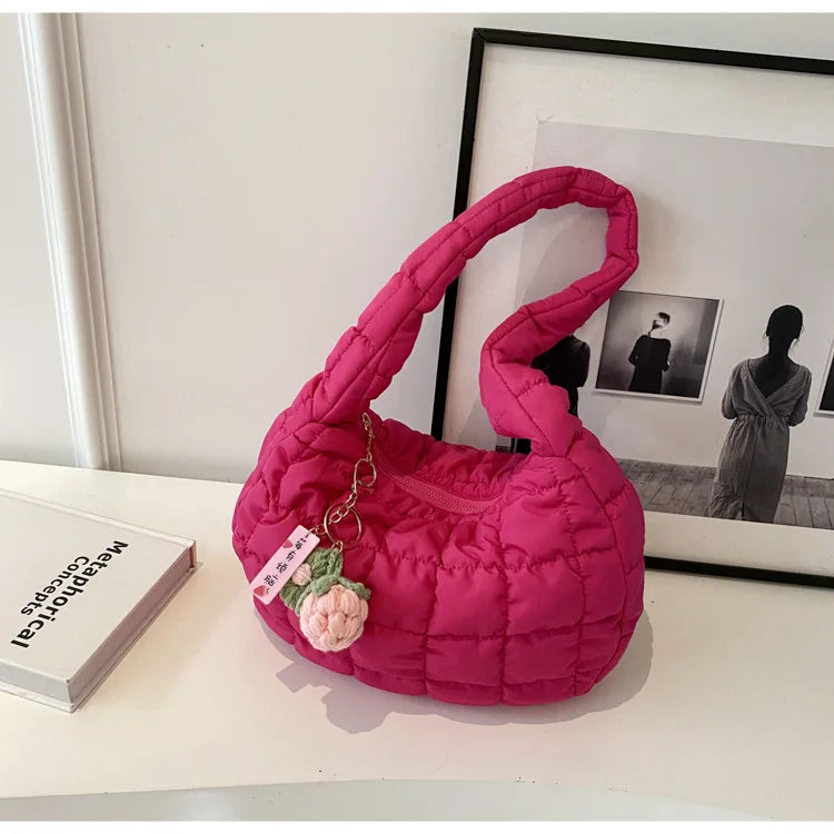 Korean Style Women's Shoulder Bag Cute Bubble Dumpling Foldable Cloud Bag Casual Fashion  bags for women luxury designer