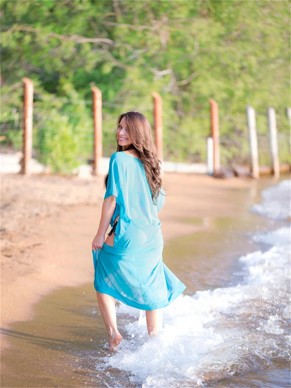 Swimsuit Cover Up Women, Sheer Beach Cover Up Kaftan, Kimono Coverup, Long Dress, Bridal, Wedding, Handmade 150cm