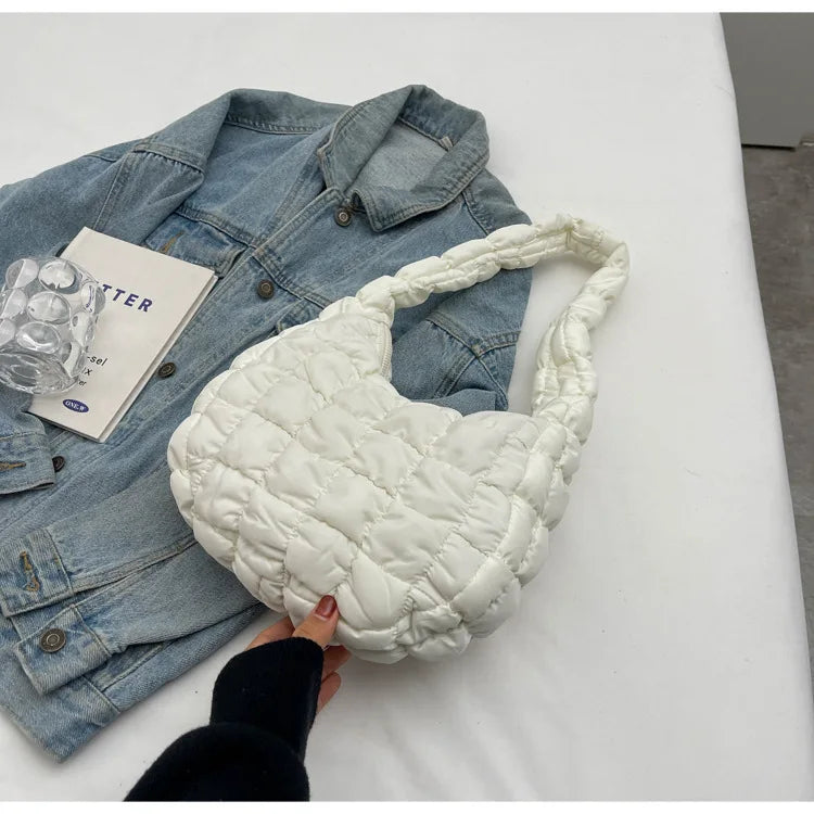 Korean Style Women's Shoulder Bag Cute Bubble Dumpling Foldable Cloud Bag Casual Fashion  bags for women luxury designer