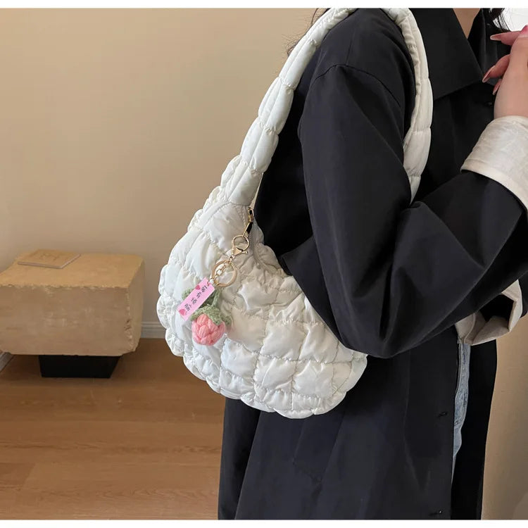 Korean Style Women's Shoulder Bag Cute Bubble Dumpling Foldable Cloud Bag Casual Fashion  bags for women luxury designer