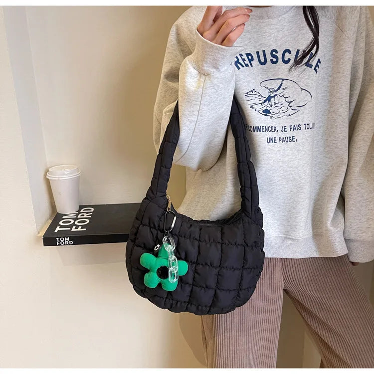 Korean Style Women's Shoulder Bag Cute Bubble Dumpling Foldable Cloud Bag Casual Fashion  bags for women luxury designer