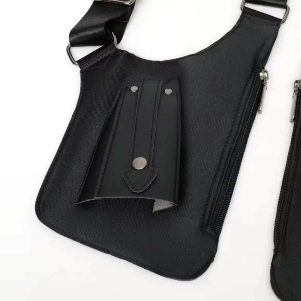 Double Shoulder Strap Multi-Pocket Outdoor Anti-Theft Tactical Fishing Bag Waterproof PU Multi-Purpose Men's Crossbody Bags