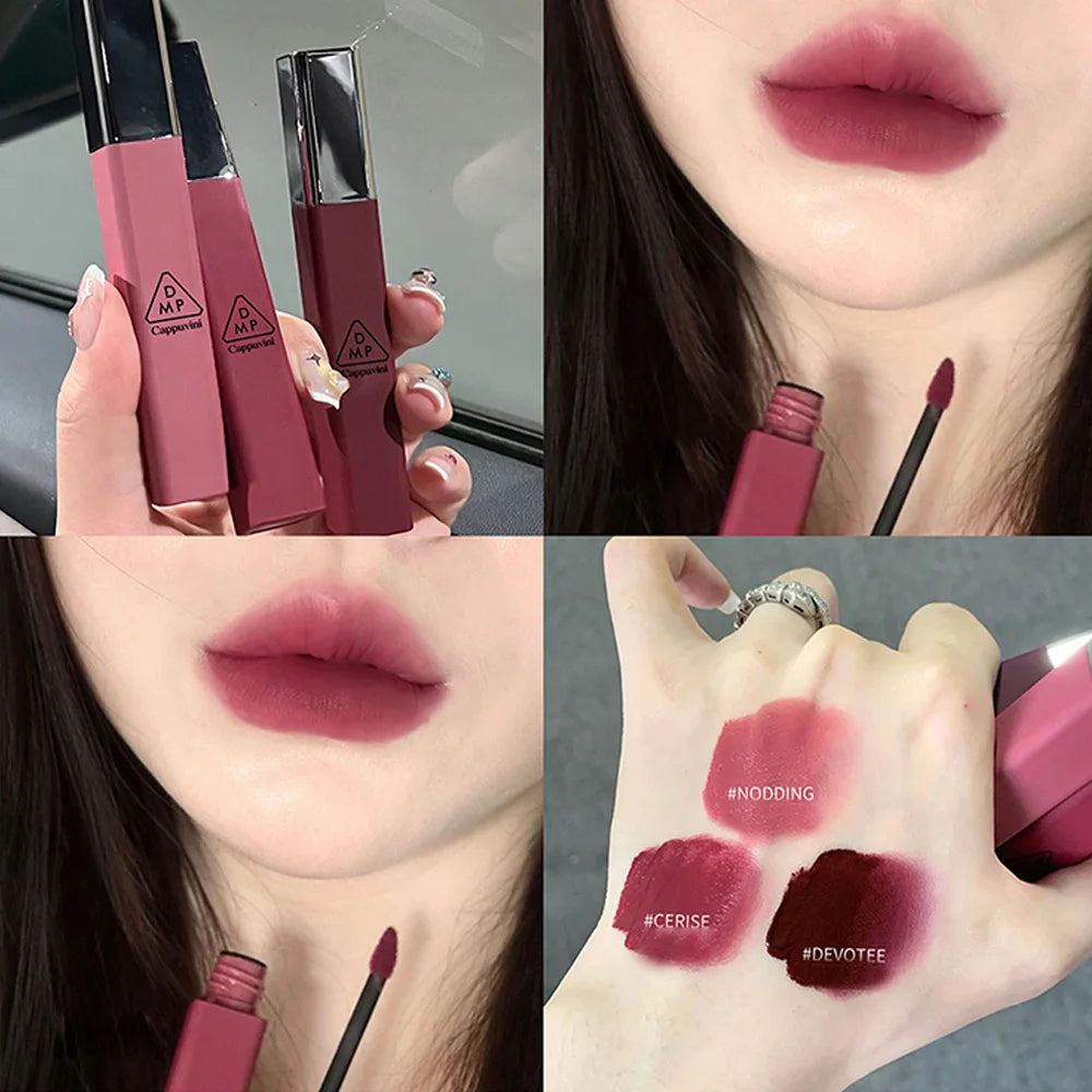 Cappuvini Matte Velvet Lip Glaze Moisturizing Smooth Long-Lasting Lipstick Makeup Lip Gloss