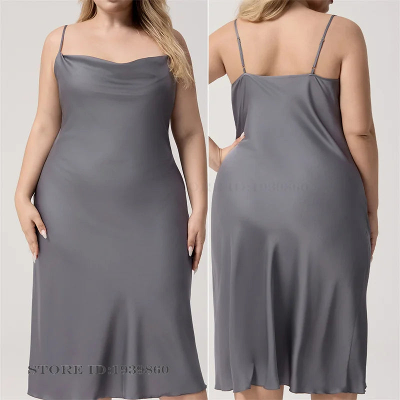 Sexy Burgundy Suspender Nightgown Intimate Lingerie Summer New Silk Satin Sleepwear Home Dress Plus Size Nightdress Loungewear