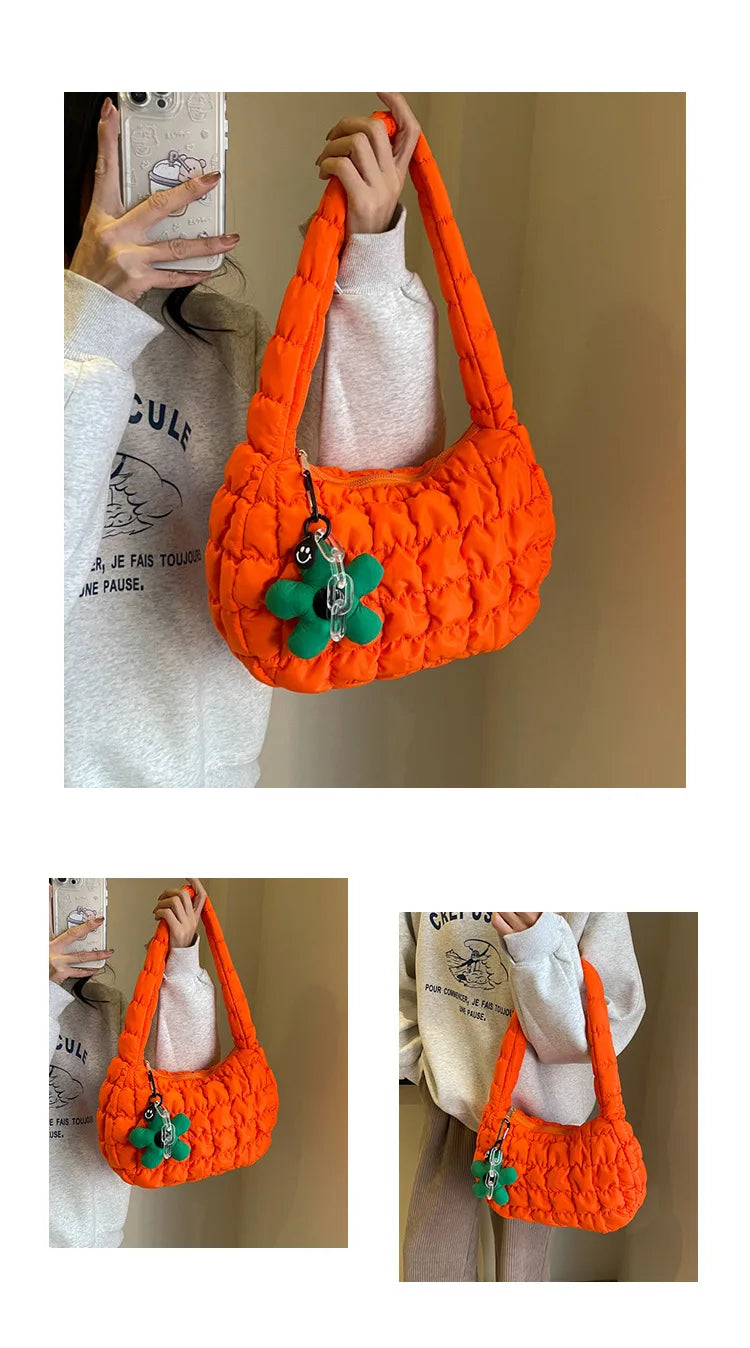 Korean Style Women's Shoulder Bag Cute Bubble Dumpling Foldable Cloud Bag Casual Fashion  bags for women luxury designer