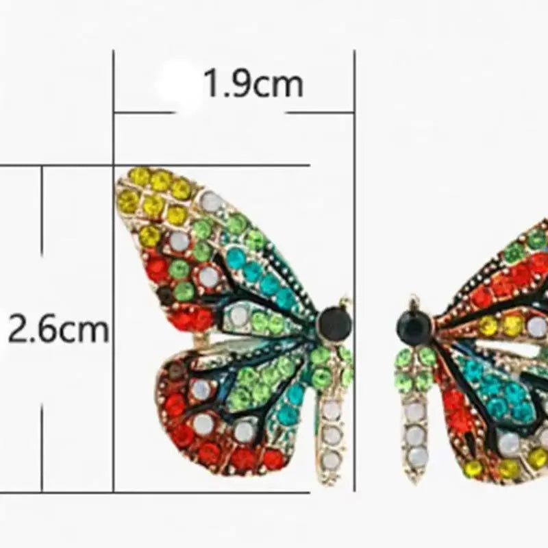 Shiny Multicolor Cryatal Butterfly Stud Earrings For Women Girls Cute Date Party Jewelry