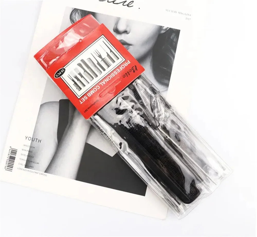10PCS Professional Comb Multifunctional Comb Anti-static Hair Care and Hairdressing Tool Set Styling Salon Tool Accessories
