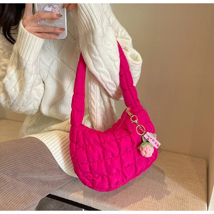 Korean Style Women's Shoulder Bag Cute Bubble Dumpling Foldable Cloud Bag Casual Fashion  bags for women luxury designer