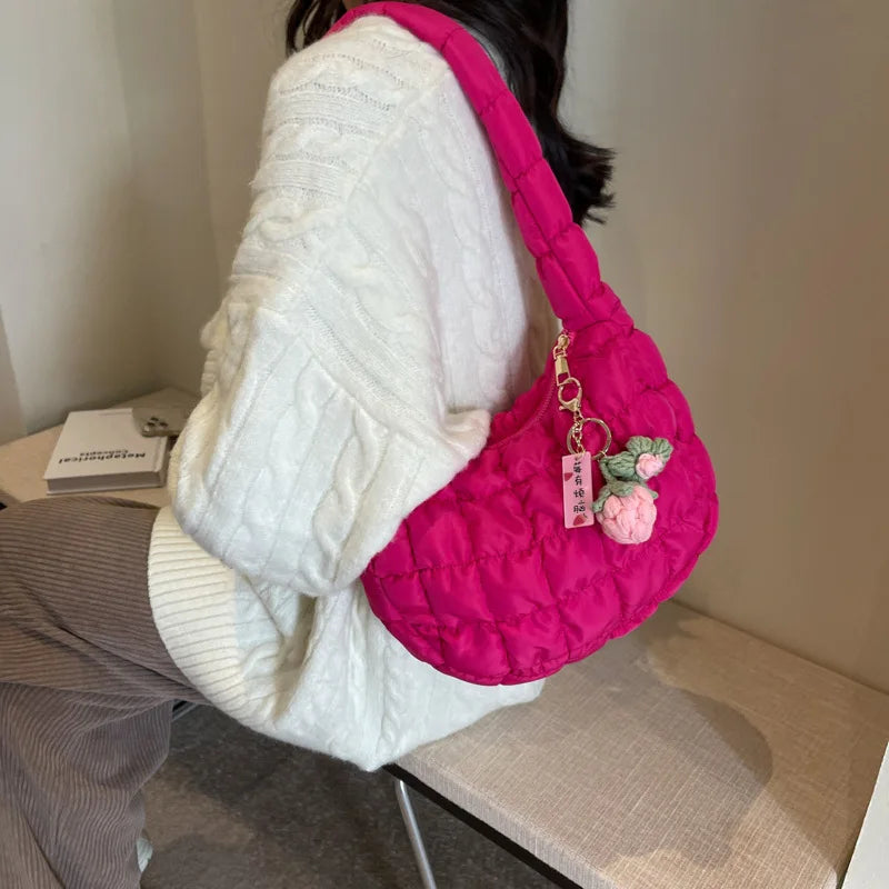 Korean Style Women's Shoulder Bag Cute Bubble Dumpling Foldable Cloud Bag Casual Fashion  bags for women luxury designer