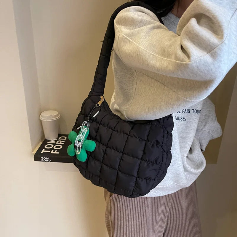 Korean Style Women's Shoulder Bag Cute Bubble Dumpling Foldable Cloud Bag Casual Fashion  bags for women luxury designer