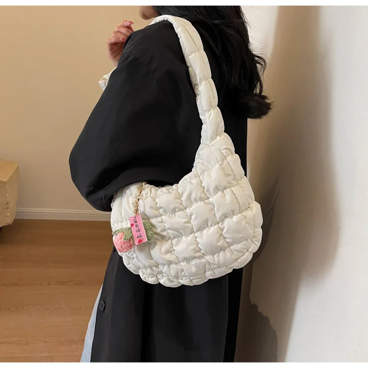 Korean Style Women's Shoulder Bag Cute Bubble Dumpling Foldable Cloud Bag Casual Fashion  bags for women luxury designer