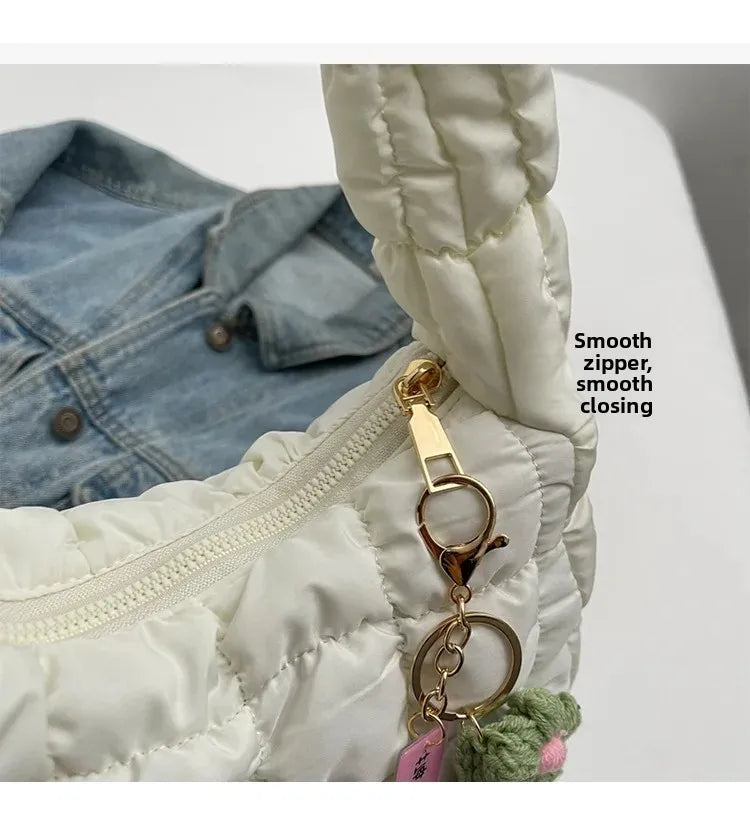 Korean Style Women's Shoulder Bag Cute Bubble Dumpling Foldable Cloud Bag Casual Fashion  bags for women luxury designer