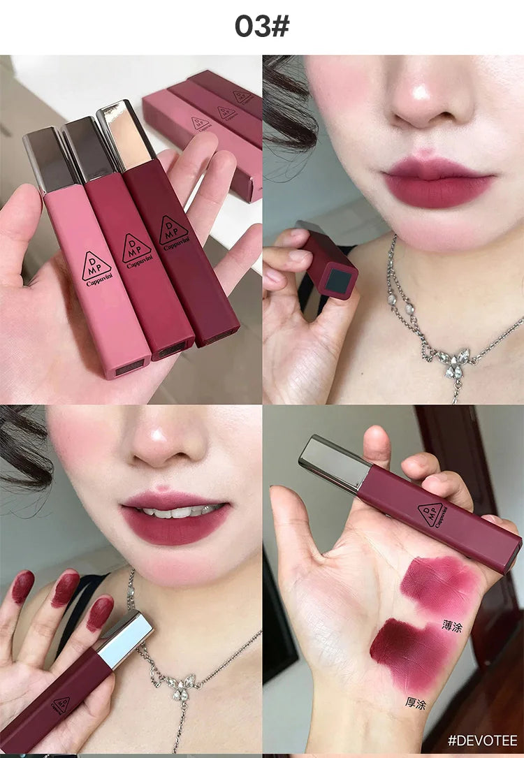 Cappuvini Matte Velvet Lip Glaze Moisturizing Smooth Long-Lasting Lipstick Makeup Lip Gloss