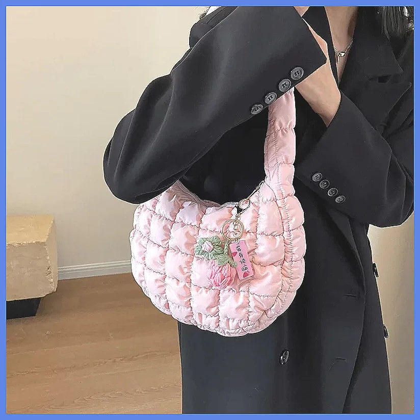 Korean Style Women's Shoulder Bag Cute Bubble Dumpling Foldable Cloud Bag Casual Fashion  bags for women luxury designer