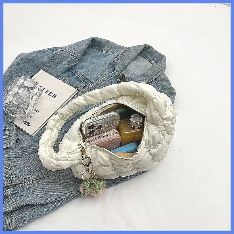 Korean Style Women's Shoulder Bag Cute Bubble Dumpling Foldable Cloud Bag Casual Fashion  bags for women luxury designer