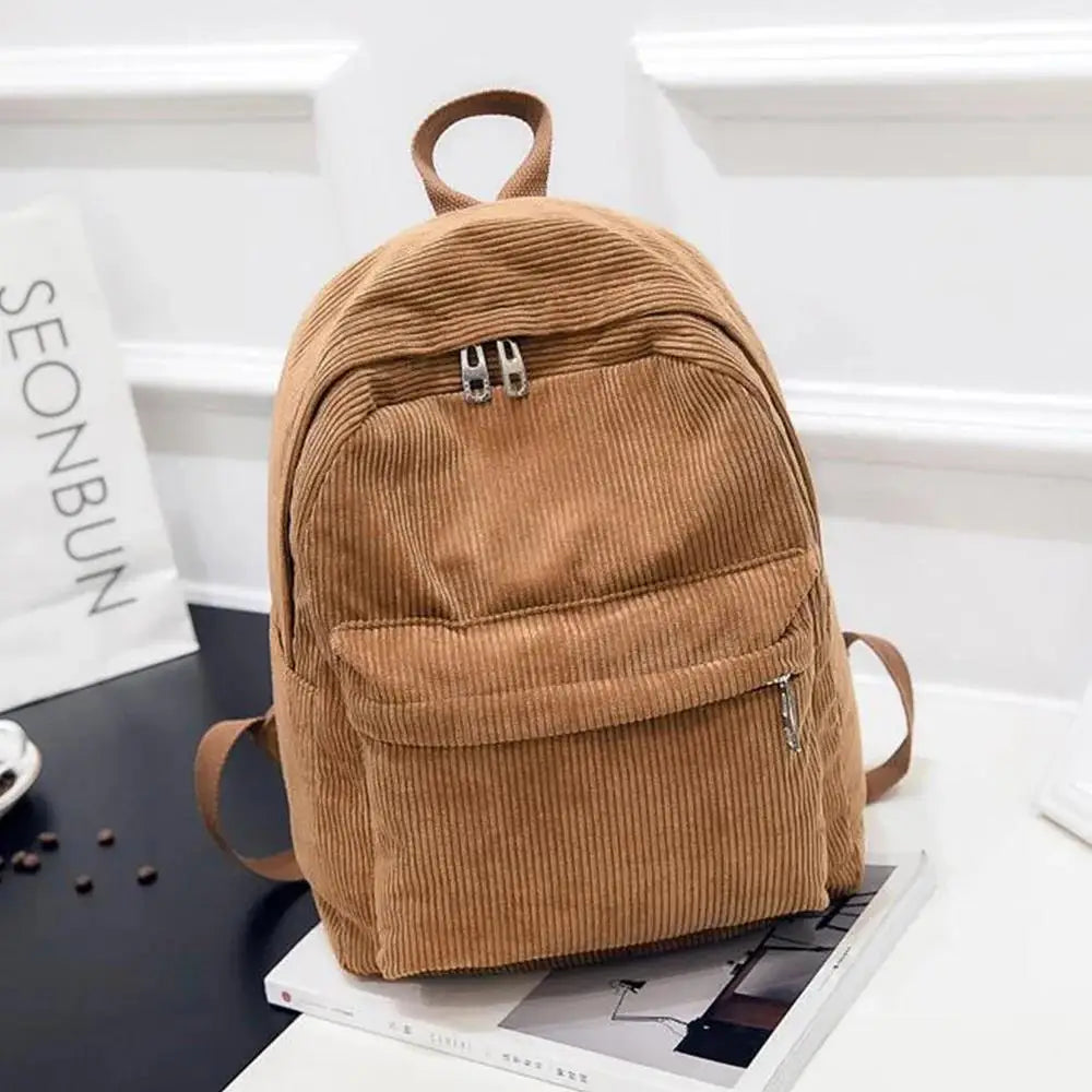 Corduroy Backpack College Bag