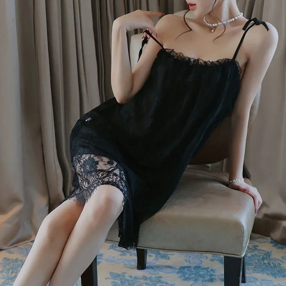 Plus Size Lingerie Lace Babydoll Chemise Nightgown Nighty Mesh Sleepwear Slip Nightdress Valentine Gifts for Women Sleepwear