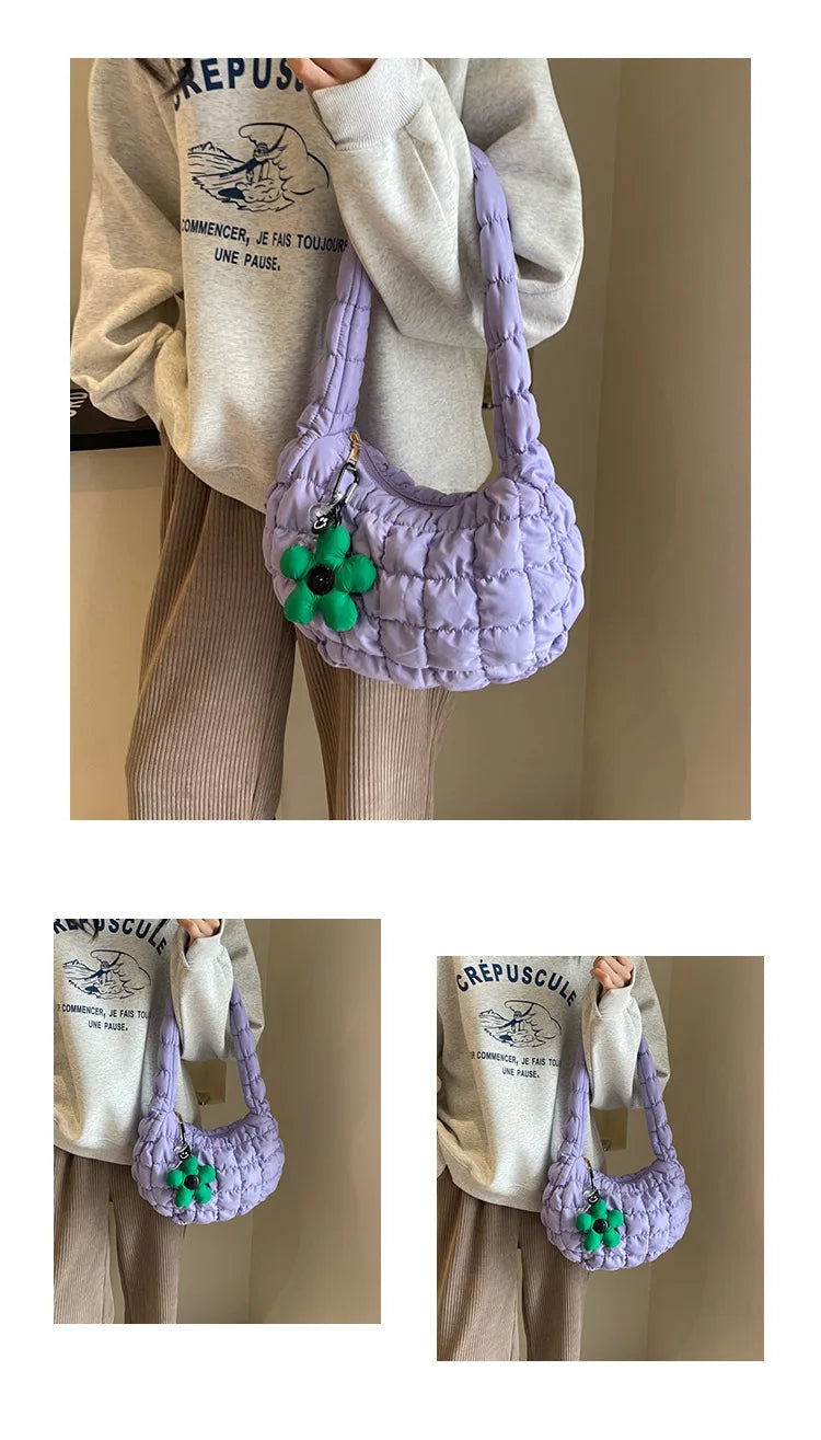 Korean Style Women's Shoulder Bag Cute Bubble Dumpling Foldable Cloud Bag Casual Fashion  bags for women luxury designer