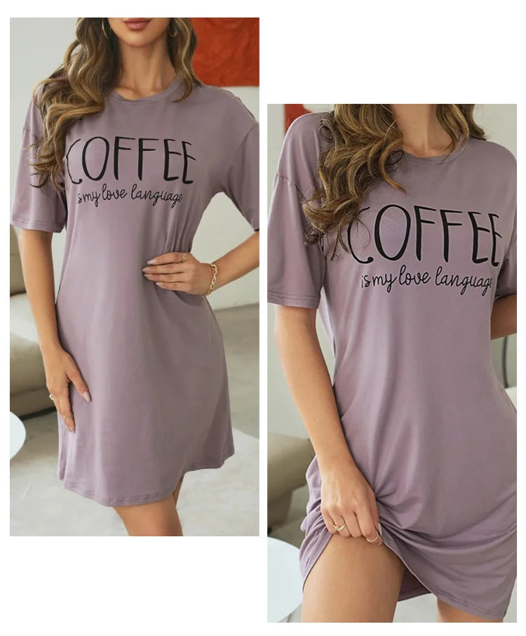 2026 New Milk Silk Nightgown Women Nightdress Short Sleeve Cartoon Nightgowns Sweet Casual Sleepwear Pijamas Sleepdress