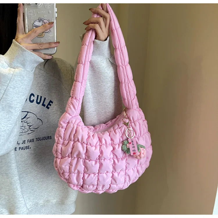 Korean Style Women's Shoulder Bag Cute Bubble Dumpling Foldable Cloud Bag Casual Fashion  bags for women luxury designer