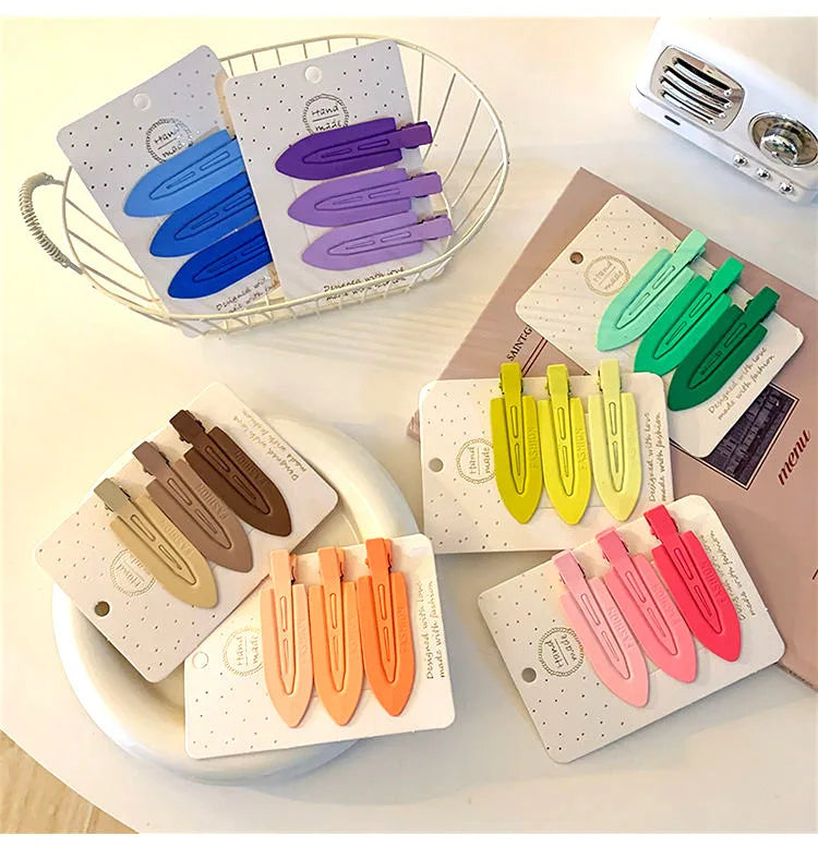 3pcs Seamless Hair Clip Candy Color Hairpin Styling Barrette Makeup Tools Headband Clips Fashion Hair Accessories for Women
