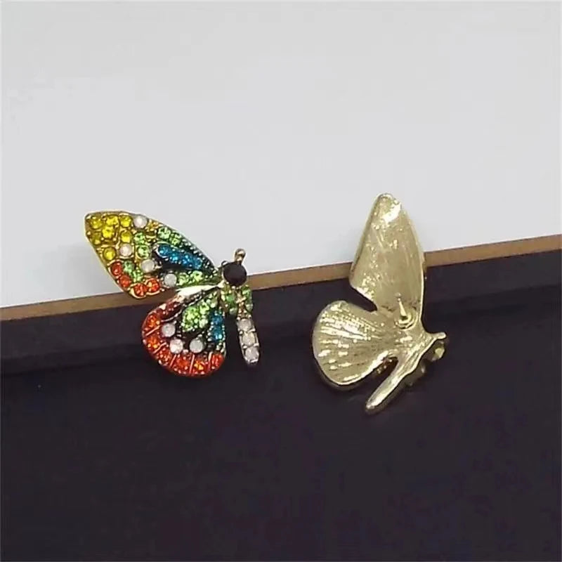 Shiny Multicolor Cryatal Butterfly Stud Earrings For Women Girls Cute Date Party Jewelry