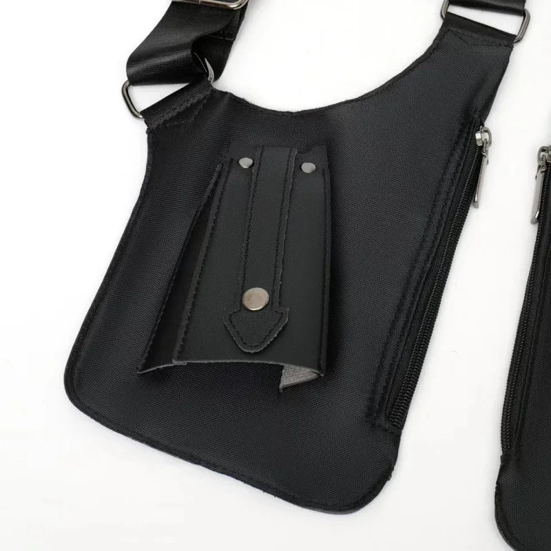 Double Shoulder Strap Multi-Pocket Outdoor Anti-Theft Tactical Fishing Bag Waterproof PU Multi-Purpose Men's Crossbody Bags