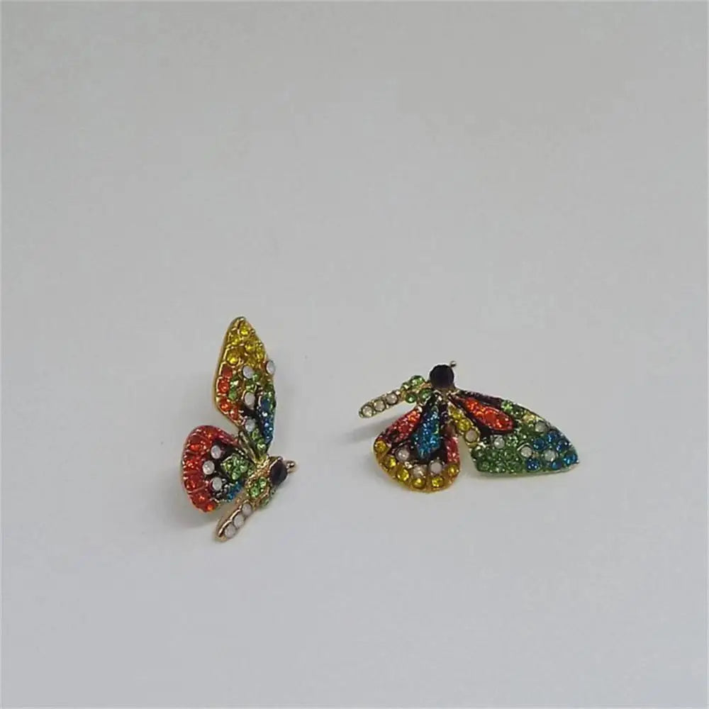 Shiny Multicolor Cryatal Butterfly Stud Earrings For Women Girls Cute Date Party Jewelry
