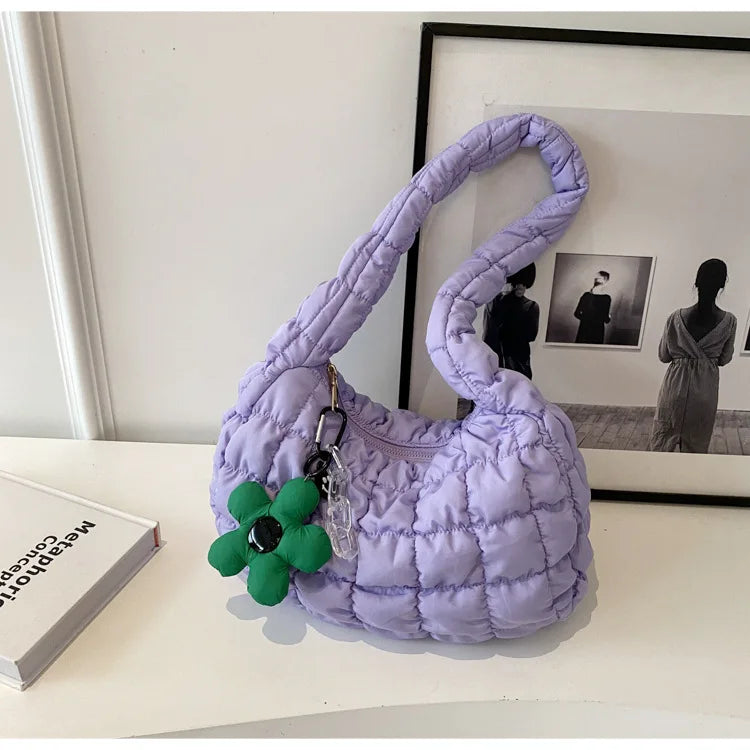Korean Style Women's Shoulder Bag Cute Bubble Dumpling Foldable Cloud Bag Casual Fashion  bags for women luxury designer