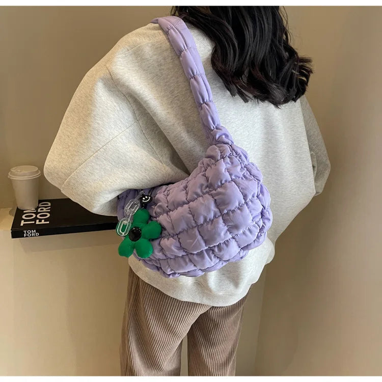 Korean Style Women's Shoulder Bag Cute Bubble Dumpling Foldable Cloud Bag Casual Fashion  bags for women luxury designer