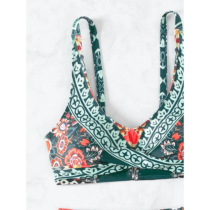 2025 New Women Bikinis Set Swimsuit Swimwear Plus Size Push Up Large Big Floral Swimming Suits Beachwear Bathing Suits ﻿