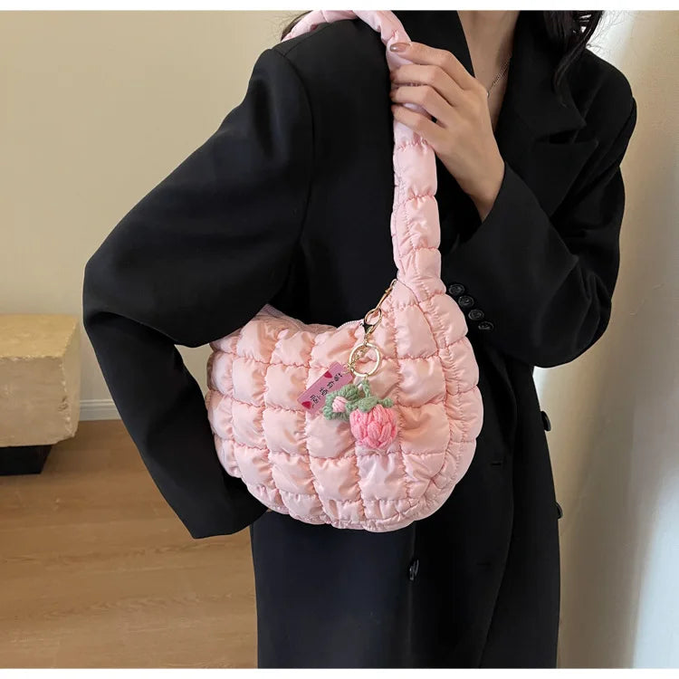 Korean Style Women's Shoulder Bag Cute Bubble Dumpling Foldable Cloud Bag Casual Fashion  bags for women luxury designer