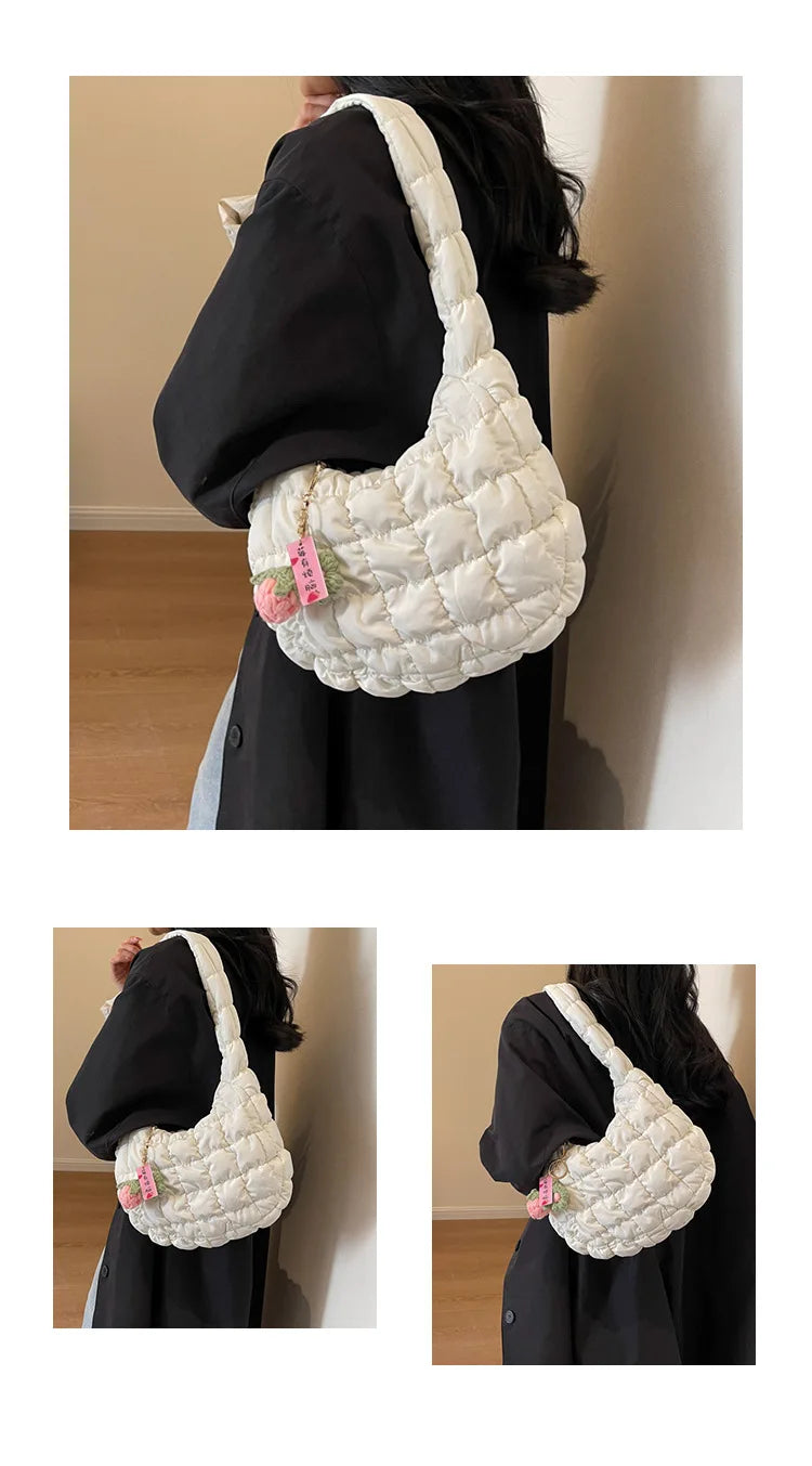 Korean Style Women's Shoulder Bag Cute Bubble Dumpling Foldable Cloud Bag Casual Fashion  bags for women luxury designer