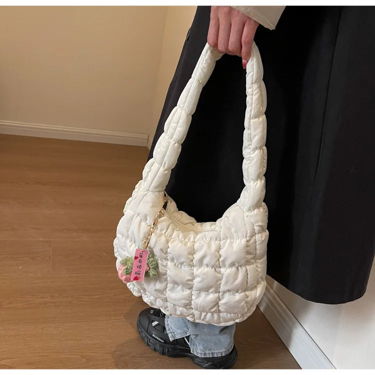 Korean Style Women's Shoulder Bag Cute Bubble Dumpling Foldable Cloud Bag Casual Fashion  bags for women luxury designer
