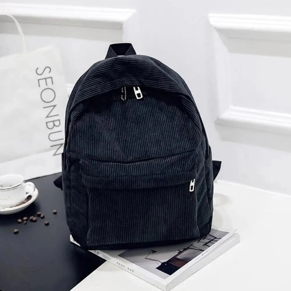Corduroy Backpack College Bag