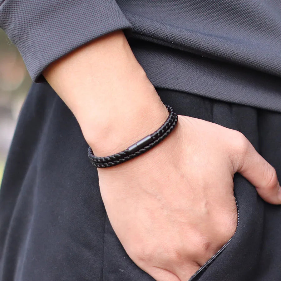New Minimalist Keel Rope Bracelet For Men Bilayer Wrap Braslet Bangle Homme Nautical Braclet Gifts For Him Pulseria Joias