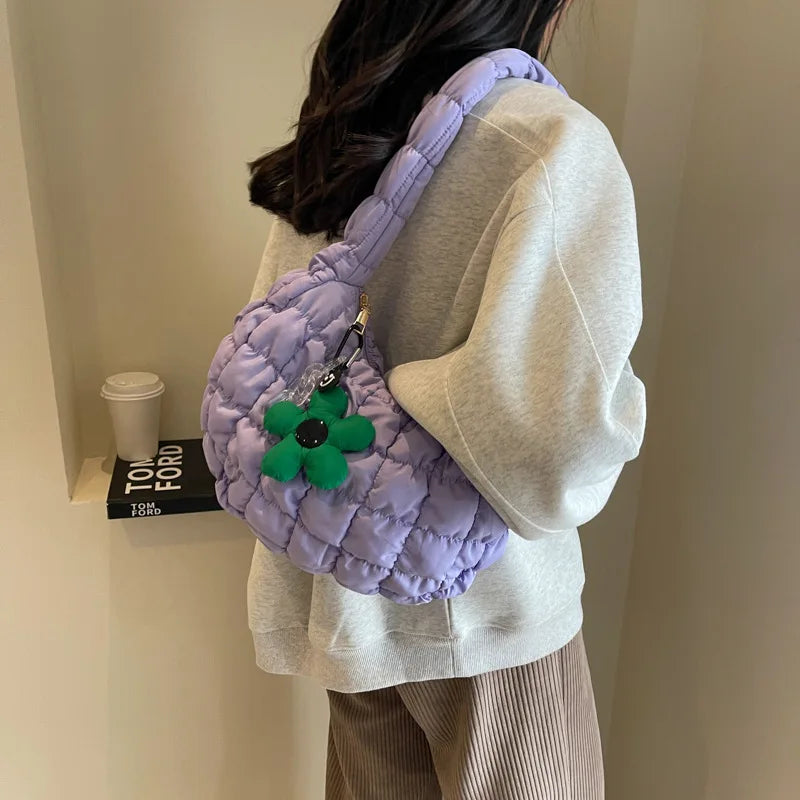 Korean Style Women's Shoulder Bag Cute Bubble Dumpling Foldable Cloud Bag Casual Fashion  bags for women luxury designer