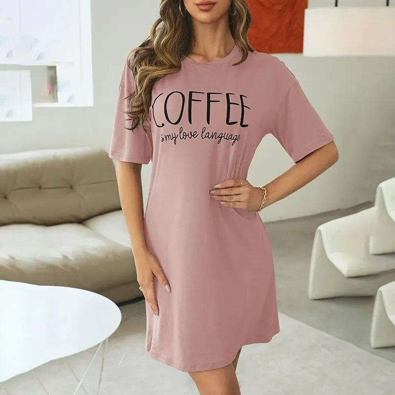 2026 New Milk Silk Nightgown Women Nightdress Short Sleeve Cartoon Nightgowns Sweet Casual Sleepwear Pijamas Sleepdress