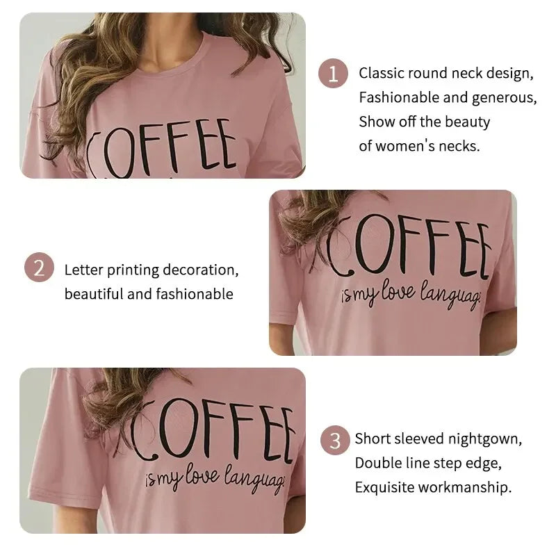 2026 New Milk Silk Nightgown Women Nightdress Short Sleeve Cartoon Nightgowns Sweet Casual Sleepwear Pijamas Sleepdress