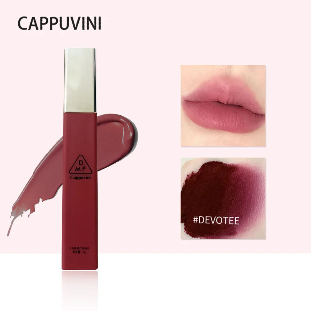 Cappuvini Matte Velvet Lip Glaze Moisturizing Smooth Long-Lasting Lipstick Makeup Lip Gloss