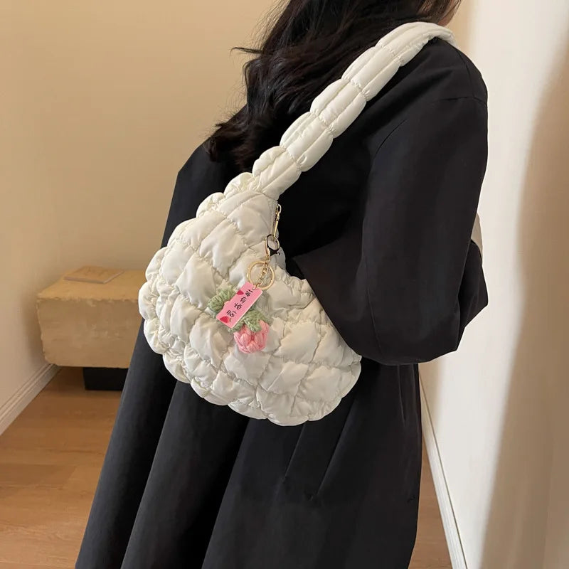 Korean Style Women's Shoulder Bag Cute Bubble Dumpling Foldable Cloud Bag Casual Fashion  bags for women luxury designer