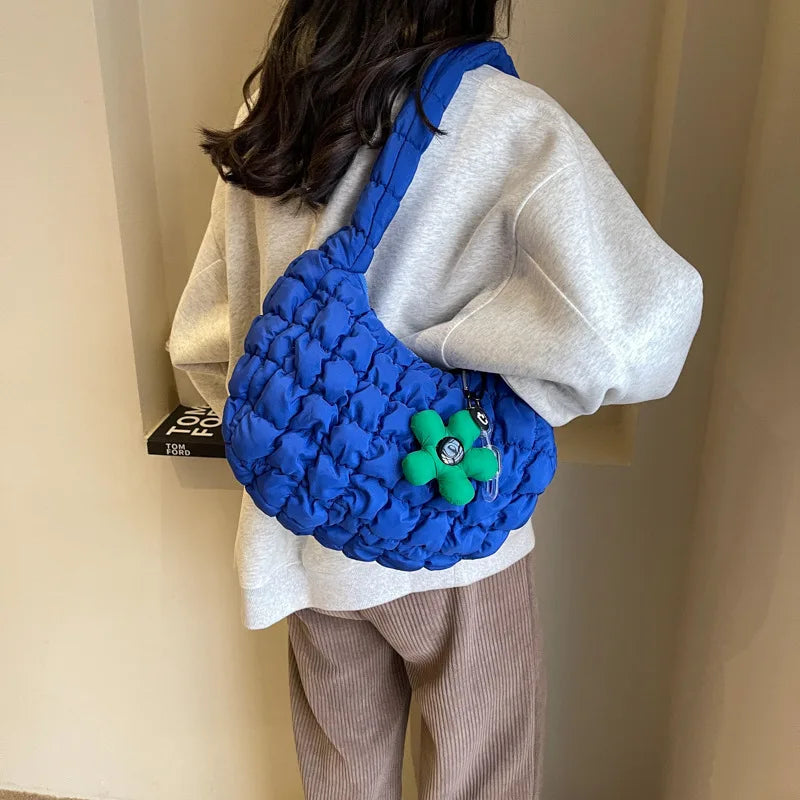 Korean Style Women's Shoulder Bag Cute Bubble Dumpling Foldable Cloud Bag Casual Fashion  bags for women luxury designer