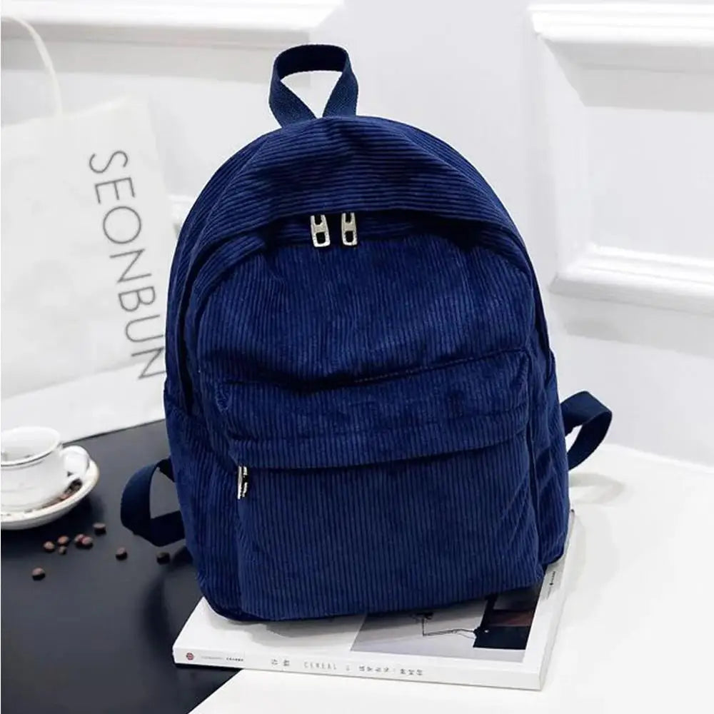 Corduroy Backpack College Bag