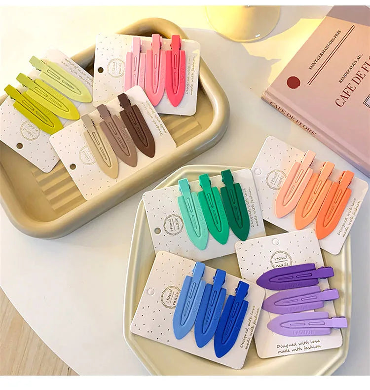 3pcs Seamless Hair Clip Candy Color Hairpin Styling Barrette Makeup Tools Headband Clips Fashion Hair Accessories for Women