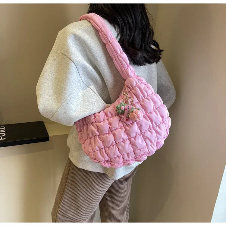 Korean Style Women's Shoulder Bag Cute Bubble Dumpling Foldable Cloud Bag Casual Fashion  bags for women luxury designer