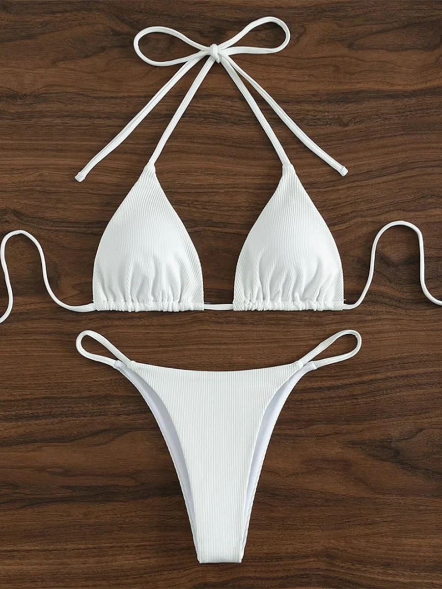 String Thong Bikinis 2025 Women Sexy Triangle Swimsuit Brazil Tong Swimwear Female Padded Bathing Swimming Suit Beachwear Summer