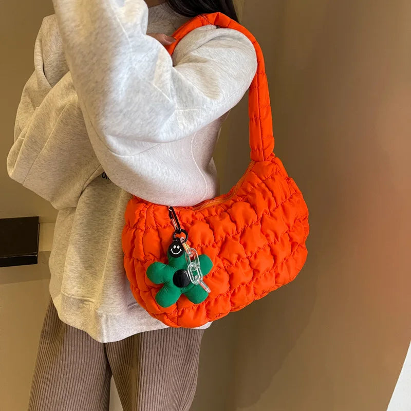 Korean Style Women's Shoulder Bag Cute Bubble Dumpling Foldable Cloud Bag Casual Fashion  bags for women luxury designer